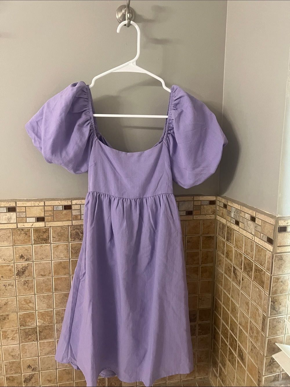 Francesca's Collections Lilac Puff-Sleeve Girls Dress
